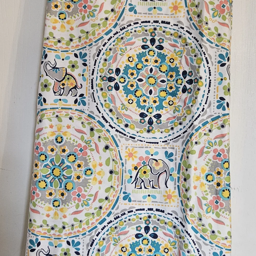 Colorful Floral Elephant Print Tote or Fabric Panel